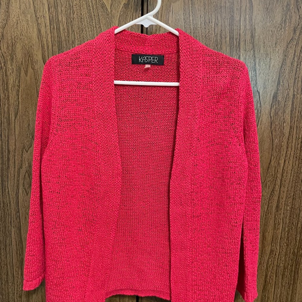 Kasper Red Knit Cardigan, size Medium